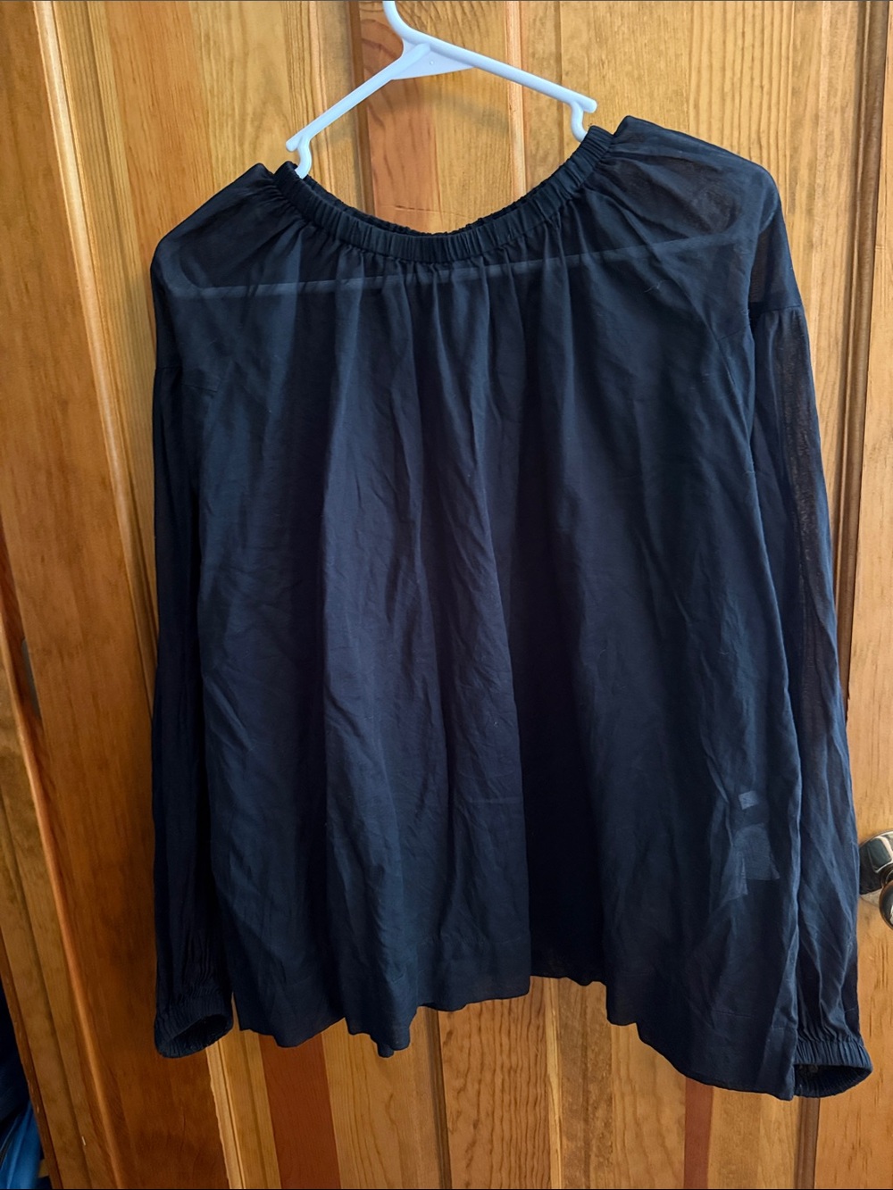 Closed Black Long-Sleeve Lightweight Blouse